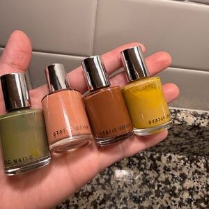 Static Nails Nail Polish Set - Green, Peach, Brown, Mustard